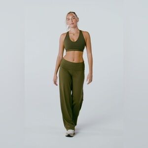 Fabletics Utility Green PureLuxe Foldover Bra/Pant Set